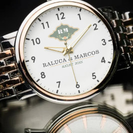 Couple's Names & Initials Floral Monogram Letters  Armbanduhr