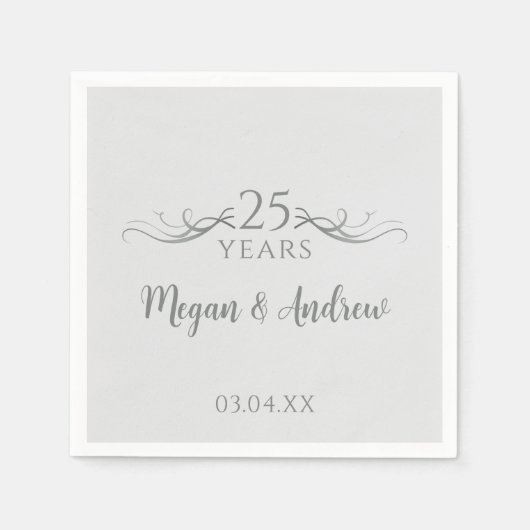 Couple's Names Modern 25th Wedding Anniversary Serviette (Vorderseite)