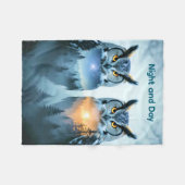 Couple's Owl Night and Day Blanket Fleecedecke (Vorderseite (Horizontal))