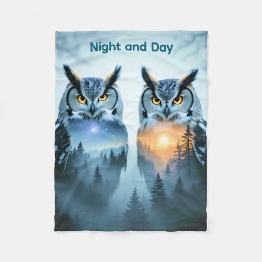 Couple's Owl Night and Day Blanket Fleecedecke (Vorderseite)