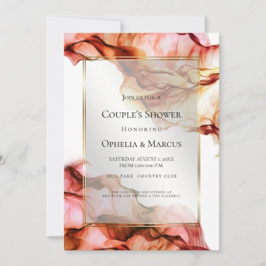 COUPLE'S SHOWER | Abstrakte Herbstfarben 6 Einladung (Vorderseite)