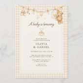 Couples Shower Baby is Brewing Coffee Clothesline  Einladung (Vorderseite)