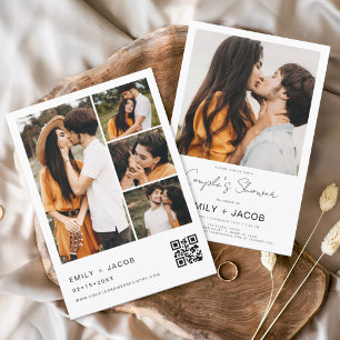 Couple's Shower Minimalistisches Foto QR-Code Weiß