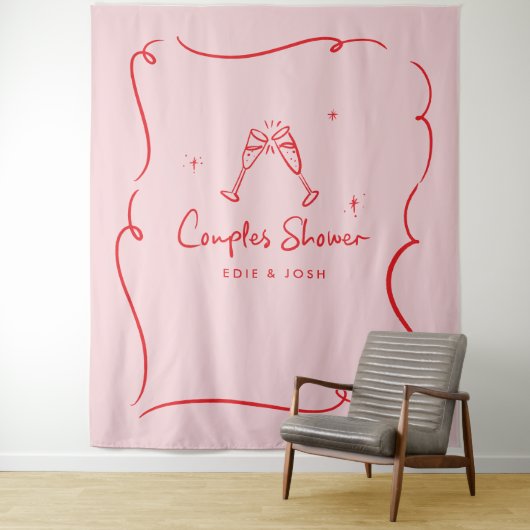 Couples shower modern natural elegant handwritten wandteppich (Beispiel)