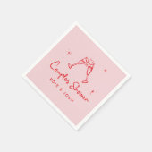 Couples shower modern pink red elegant handwritten serviette (Ecke)