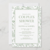 Couples Shower Sage Green Vintage French Floral  Einladung (Vorderseite)