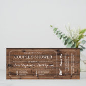 Couple's Shower Ticket Chalkboard Rustikale Einlad Einladung (Stehend Vorderseite)