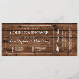 Couple's Shower Ticket Chalkboard Rustikale Einlad Einladung