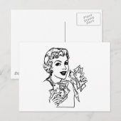 Coupon Money Lady - Ihren Text hinzufügen Postkarte (Vorne/Hinten)