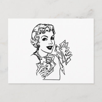 Coupon Money Lady - Ihren Text hinzufügen Postkarte