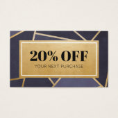 Coupon Navy Blue Gold Discount Cards (Vorderseite)