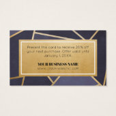 Coupon Navy Blue Gold Discount Cards (Rückseite)