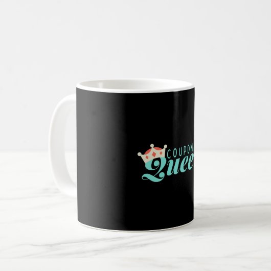 Coupon Queen Funny Coupon Kaffeetasse (Vorderseite Links)