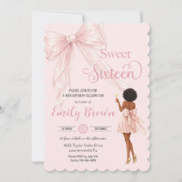 Couquette Blush Bow Brown Fashion Girl Sweet 16 Einladung