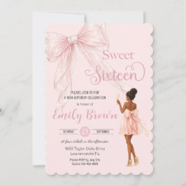 Couquette Blush Bow Brown Fashion Girl Sweet 16 Einladung