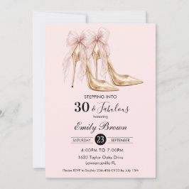 Couquette Blush Bow Fashion Heel 30th Birthday Einladung