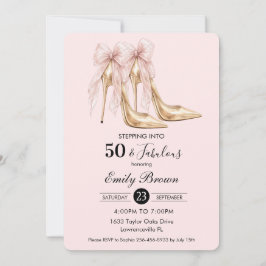 Couquette Blush Bow Fashion Heel 50th Birthday Einladung