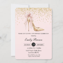 Couquette Blush Ribbon Bow Fashion Heel Sweet 16 Einladung