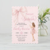 Couquette Blush Schleifen Bow Mode Mädchen Sweet 1 Einladung (Stehend Vorderseite)