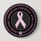 Courage and Strength – Pink Ribbon Awareness Button (Vorderseite)