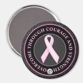 Courage and Strength – Pink Ribbon Awareness Magnet (Vorderseite/Rückseite)