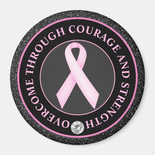 Courage and Strength – Pink Ribbon Awareness Magnet (Vorne)