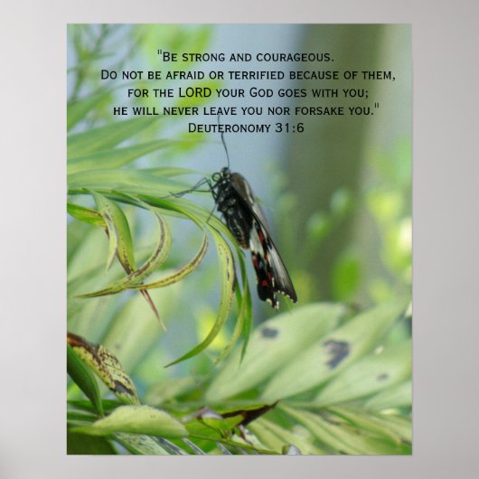 Courage Bible Verse Inspirational Butterfly poster (Vorne)