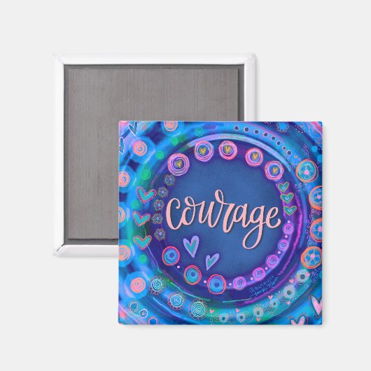 Courage Blue Trendy Modern Inspirivity Magnet (Vorderseite/Rückseite)