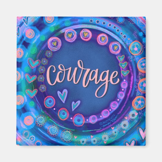 Courage Blue Trendy Modern Inspirivity Magnet (Vorne)