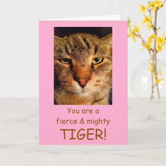 Courage Cat Breast Cancer Support Karte (Gelbe Blume)