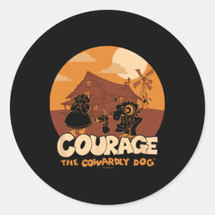 Courage der feige Hund Halloween feiger Spuk  Runder Aufkleber