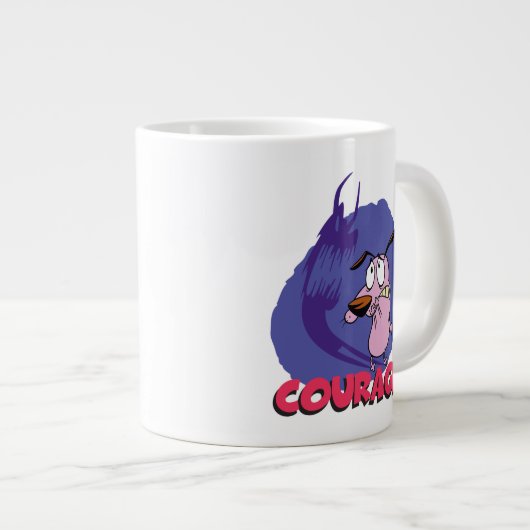 Courage des feigen Hundes | Schattengrafik Jumbo-Tasse (Vorderseite Rechts)