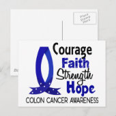 Courage Faith Strength Hope Colon Cancer Postkarte (Vorne/Hinten)