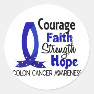 Courage Faith Strength Hope Colon Cancer Runder Aufkleber