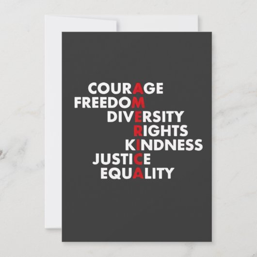Courage Freedom Diversity Rights Kindness Dankeskarte (Vorderseite)