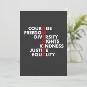 Courage Freedom Diversity Rights Kindness Dankeskarte (Stehend Vorderseite)