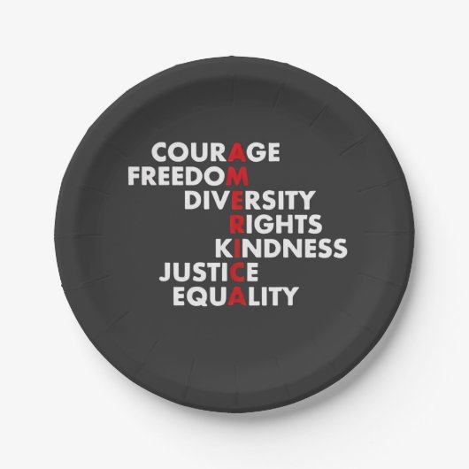 Courage Freedom Diversity Rights Kindness Pappteller (Vorderseite)