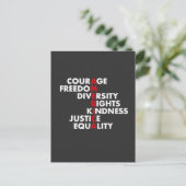 Courage Freedom Diversity Rights Kindness Postkarte (Stehend Vorderseite)