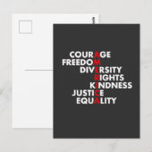 Courage Freedom Diversity Rights Kindness Postkarte (Vorne/Hinten)