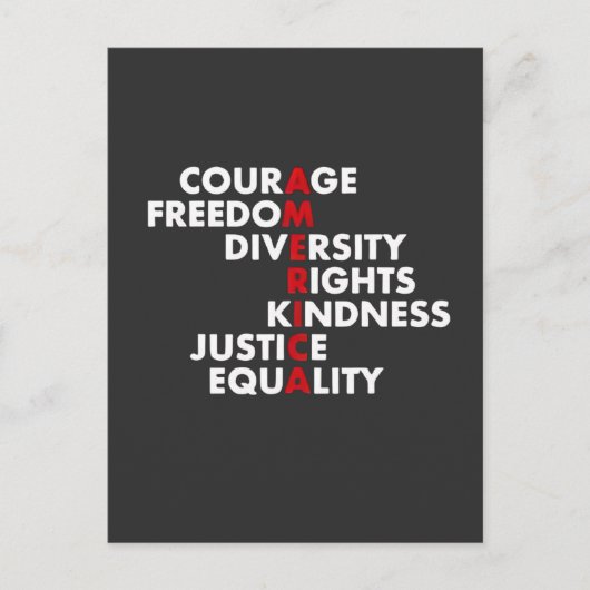 Courage Freedom Diversity Rights Kindness Postkarte (Vorderseite)