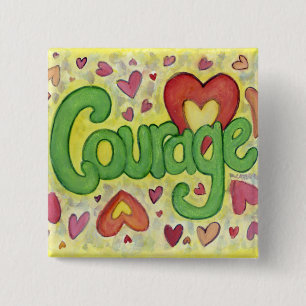 Courage Heart Word Art Lapel Button Buttone