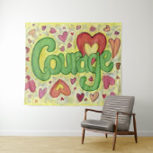 Courage Heart Word Art Tapestry Wand hängen Wandteppich (Beispiel (Horizontal))