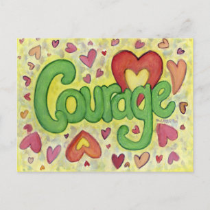 Courage Heart Word Motivierend Postkarte