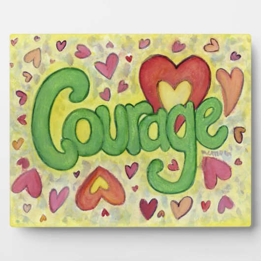 Courage Herz Inspiration Word Art Print Plaques Fotoplatte (Vorderseite)