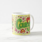 Courage Herz Word Art Custom Coffee Cup Kaffeetasse (VorderseiteRechts)