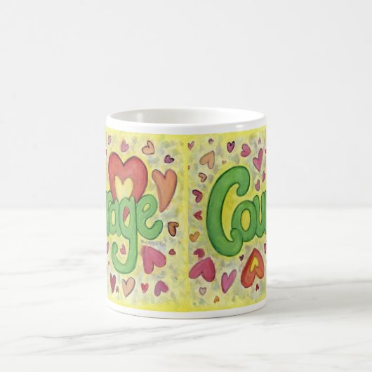 Courage Herz Word Art Custom Coffee Cup Kaffeetasse (Mittel)