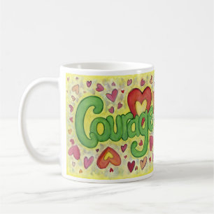 Courage Herz Word Art Custom Coffee Cup Kaffeetasse