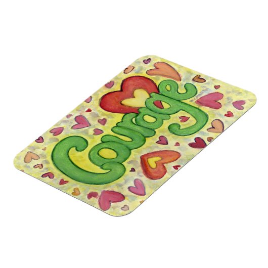 Courage Herz Word Kunst Inspiration Kühlschrankmag Magnet (Linke Seite)