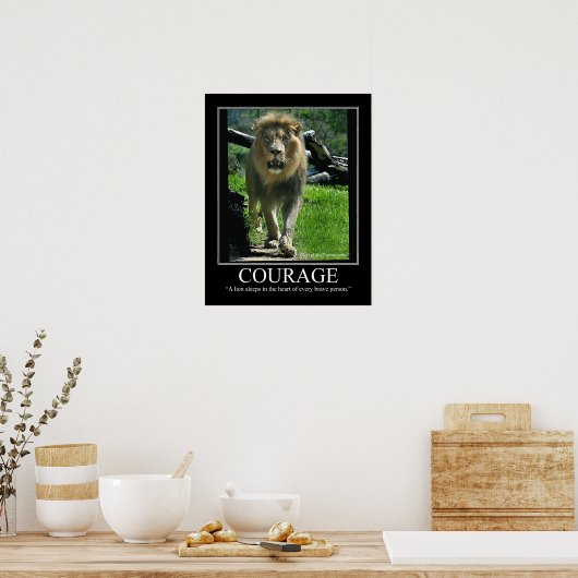 COURAGE Large Gloss Poster - Lion (Motivierend) (Küche)