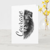 Courage Lion Artistic Minimal-Folded Greeting Card Karte (Gelbe Blume)